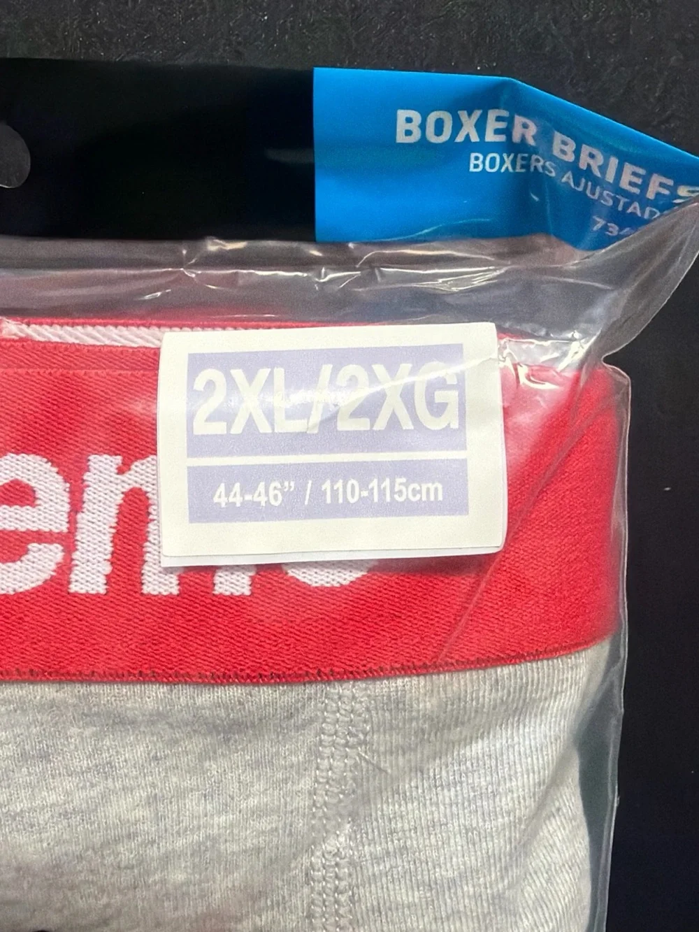 Hanes Gray Boxer Briefs with Red Waistband - 2 Pack